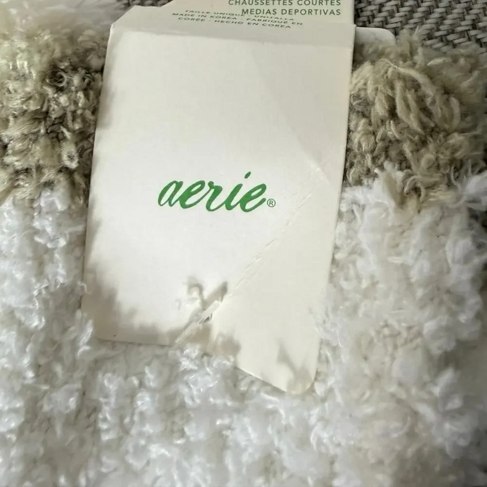NWT Cozy Boot Socks Aerie etc Brown Cream One Sz Gift Fall Cabincore